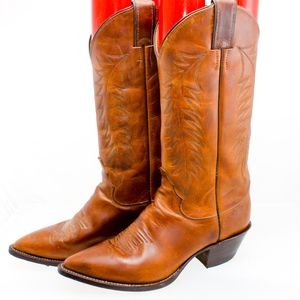 JUSTIN Cowboy Western Boots Tan Leather Size 7.5D